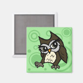 NIEDLICHER CARTOON STYLE OWL SQUARE MAGNET (Vorderseite/Rückseite)