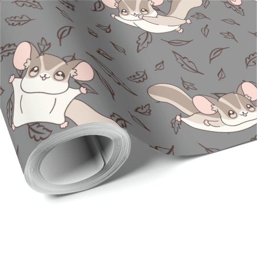 Niedlicher Cartoon Sugar Glider Geschenkpapier (Rolleneckpunkt)