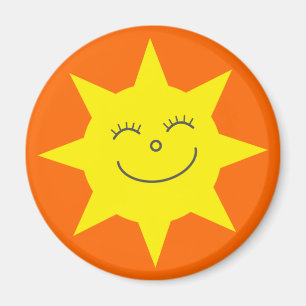 Niedlicher Cartoon Sun Happy Face Orange Custom Magnet