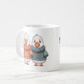 Niedlicher Cartoon Sweater Cold Gean Duck Couple Kaffeetasse (Vorderseite Links)
