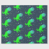 Niedlicher Cartoon T-Rex Weltraumastronaut Dinosau Geschenkpapier (Flach)
