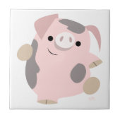 Niedlicher Cartoon Tanzen Schweineteile Fliese (Vorderseite)