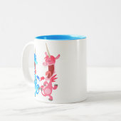 Niedlicher Cartoon Tanzen Unicorns Tasse (Vorderseite Links)