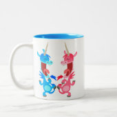 Niedlicher Cartoon Tanzen Unicorns Tasse (Links)