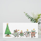 Niedlicher Cartoon Tanzen Weihnachtsgeschenke und Feiertagskarte (Stehend Vorderseite)
