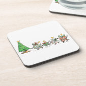 Niedlicher Cartoon Tanzen Weihnachtsgeschenke und Getränkeuntersetzer (Linke Seite)