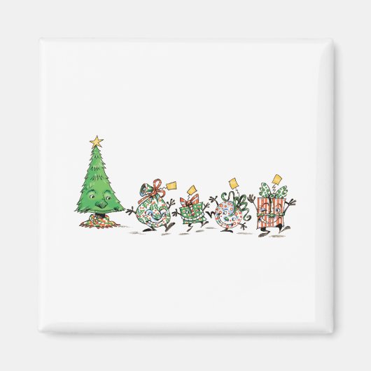 Niedlicher Cartoon Tanzen Weihnachtsgeschenke und  Magnet (Vorne)