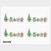 Niedlicher Cartoon Tanzen Weihnachtsgeschenke und  Rechteckiger Aufkleber (Blatt)