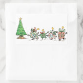 Niedlicher Cartoon Tanzen Weihnachtsgeschenke und  Rechteckiger Aufkleber (Tasche)