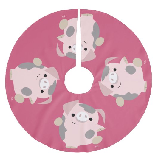 Niedlicher Cartoon Tanzpieber Polyester Weihnachtsbaumdecke (Vorderseite)