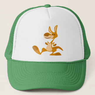Niedlicher Cartoon tanzt Kangaroo Hat Truckerkappe