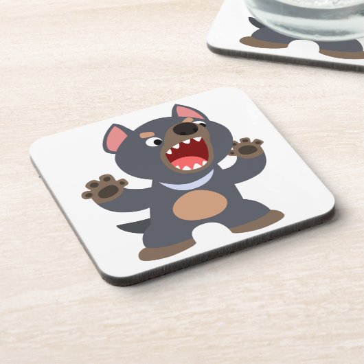 Niedlicher Cartoon Tasmanian Devil Untersetzer Set (Linke Seite)