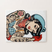 Niedlicher Cartoon Tattoo Cowgirl Puzzle (Horizontal)