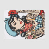 Niedlicher Cartoon Tattoo Cowgirl Seidenpapier (Vorderseite)