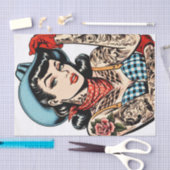 Niedlicher Cartoon Tattoo Cowgirl Seidenpapier (Handwerk)