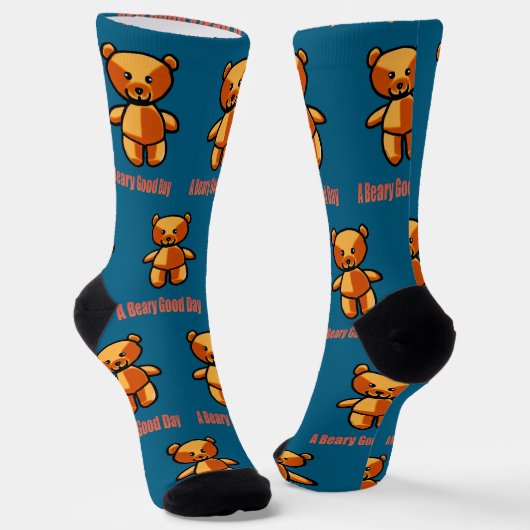 Niedlicher Cartoon Teddy Bär Illustration Socken (Gewinkelt)