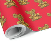 Niedlicher Cartoon Teddy Bear Geschenkpapier (Rolleneckpunkt)