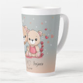 Niedlicher Cartoon Teddy Lovers Herz Valentinstag Milchtasse (Rechte Ecke)