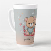 Niedlicher Cartoon Teddy Lovers Herz Valentinstag Milchtasse (Linke Ecke)