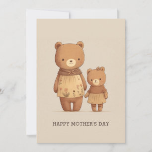 Niedlicher Cartoon Teddy trägt Tiere. Mathers Day Feiertagskarte