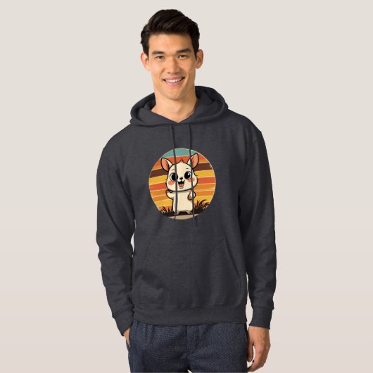 Niedlicher Cartoon Tier in Retro Sunset Hoodie (Vorne ganz)