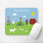 Niedlicher Cartoon Tiere & Boy Riding Bike Mousepa Mousepad (Mit Mouse)