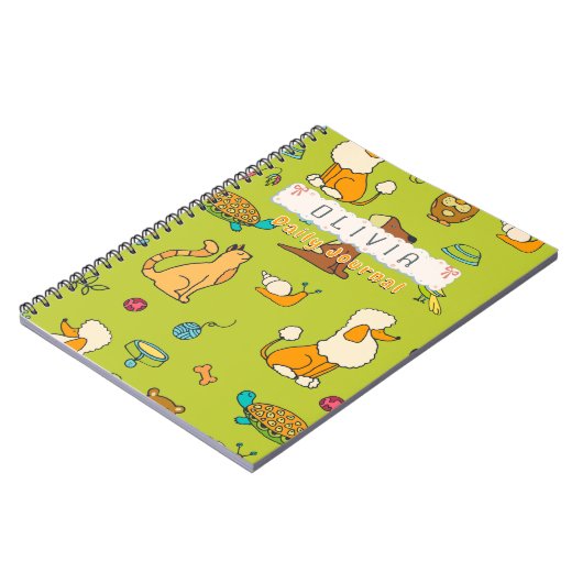 Niedlicher Cartoon Tiere Individuelle Name Notizblock (Linke Seite)