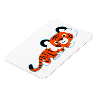 Niedlicher Cartoon Tiger auf dem flexiblen Zauber  Magnet