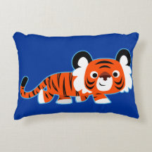 Niedlicher Cartoon Tiger auf dem Kissen mit prowl 