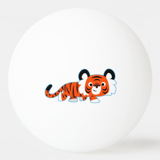 Niedlicher Cartoon Tiger auf dem Ping Pong Ball Tischtennisball (Rückseite)
