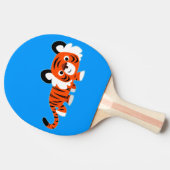 Niedlicher Cartoon Tiger auf dem Pingpongpaddel Tischtennis Schläger (Seitenansicht)
