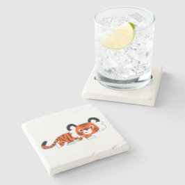 Niedlicher Cartoon Tiger auf dem Prowl Stone Unter Steinuntersetzer