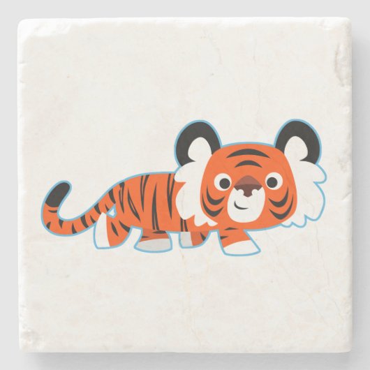 Niedlicher Cartoon Tiger auf dem Prowl Stone Unter Steinuntersetzer
