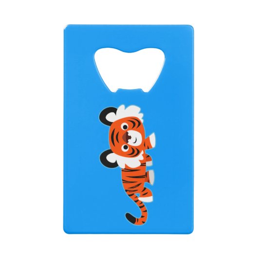 Niedlicher Cartoon Tiger auf dem Schüssel Flaschen Kreditkarten Flaschenöffner (Vorderseite)