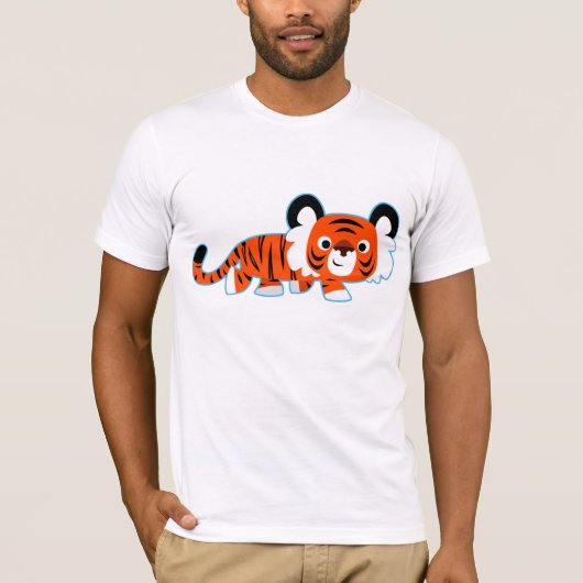 Niedlicher Cartoon Tiger auf dem T - Shirt Prowl (Vorderseite)