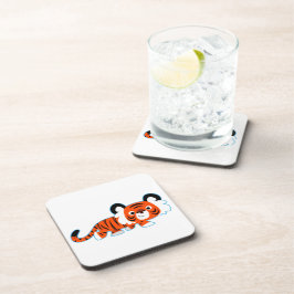 Niedlicher Cartoon Tiger auf dem Untersetzer Prowl