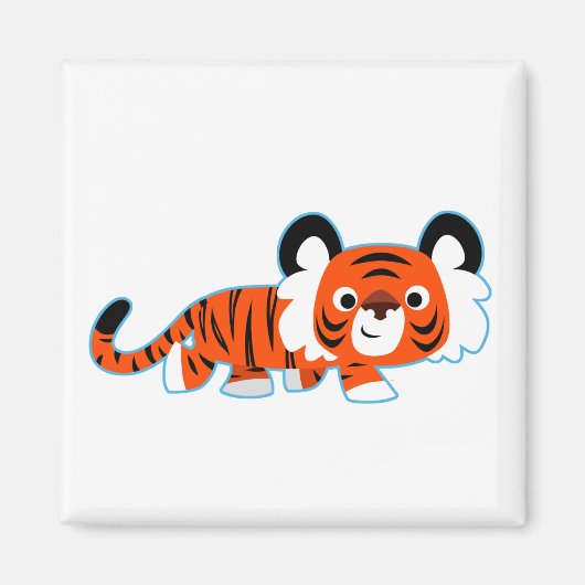 Niedlicher Cartoon Tiger auf dem Wuchelmagnet Magnet (Vorne)