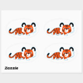 Niedlicher Cartoon Tiger auf der Aufkleber (Blatt)