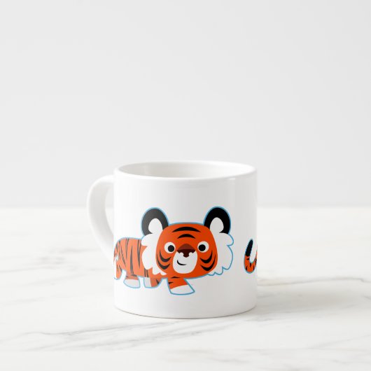 Niedlicher Cartoon Tiger auf der Espresso-Tasse Espressotasse (Vorderseite Links)