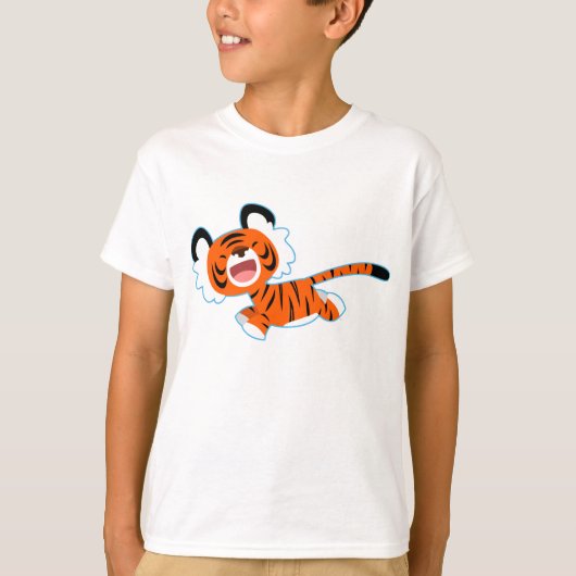 Niedlicher Cartoon Tiger auf der Flucht von Frauen T-Shirt (Vorderseite)