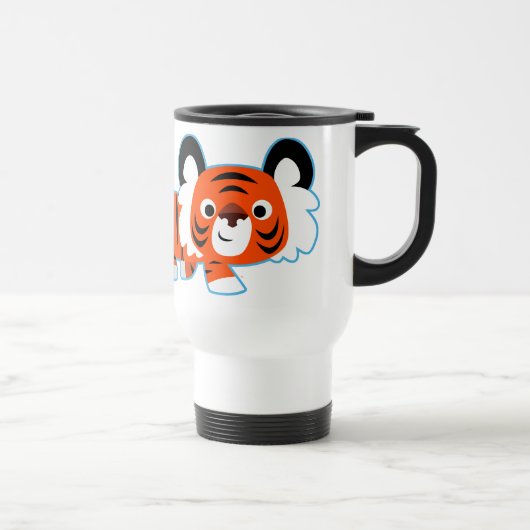 Niedlicher Cartoon Tiger auf der prowl-Tasse Reisebecher (Rechts)