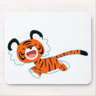 Niedlicher Cartoon Tiger auf der Rennmaus Mousepad