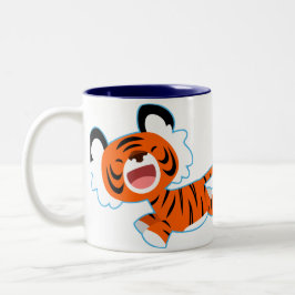 Niedlicher Cartoon Tiger auf der Run-Tasse Zweifarbige Tasse