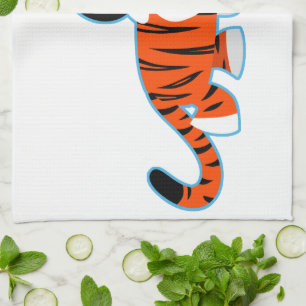 Niedlicher Cartoon Tiger auf der Schüssel Küchentu Handtuch