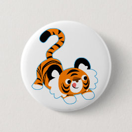 Niedlicher Cartoon Tiger bereit zum Spielen Button