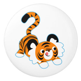 Niedlicher Cartoon Tiger bereit zum Spielen Keramikknauf