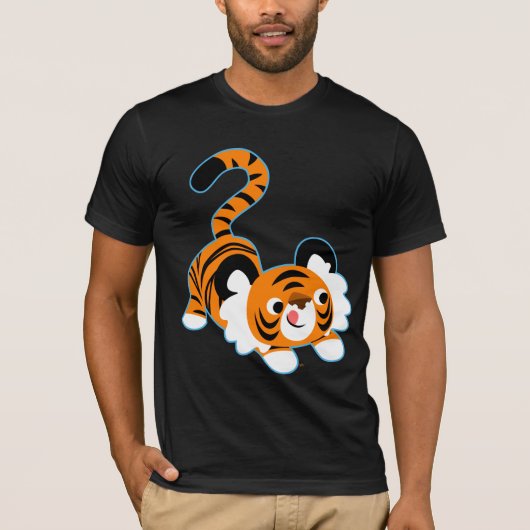 Niedlicher Cartoon Tiger bereit zum T - Shirt (Vorderseite)