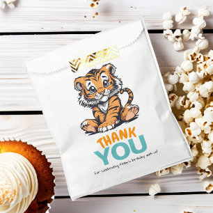 Niedlicher Cartoon Tiger mit Blasen und Tierdruck Geschenktütchen