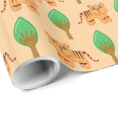 Niedlicher Cartoon Tiger Muster Geschenkpapier (Rolleneckpunkt)