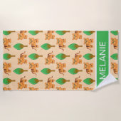 Niedlicher Cartoon Tiger Muster Personalisiert Strandtuch (Vorderseite)